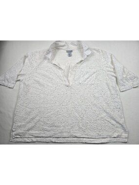Maggie Barnes White Lace Short-Sleeve Blouse Catherines 3X 26/28W